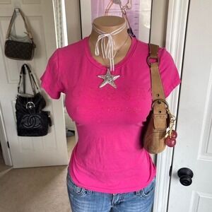 Y2k 2000s mcbling guess spellout logo baby tee